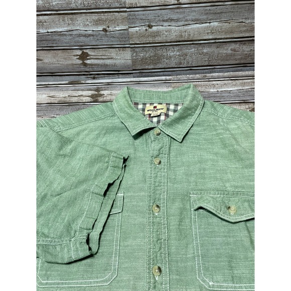 Woolrich Short Sleeve Button Down Double Pocket Green XXL 2XL - Picture 1 of 5